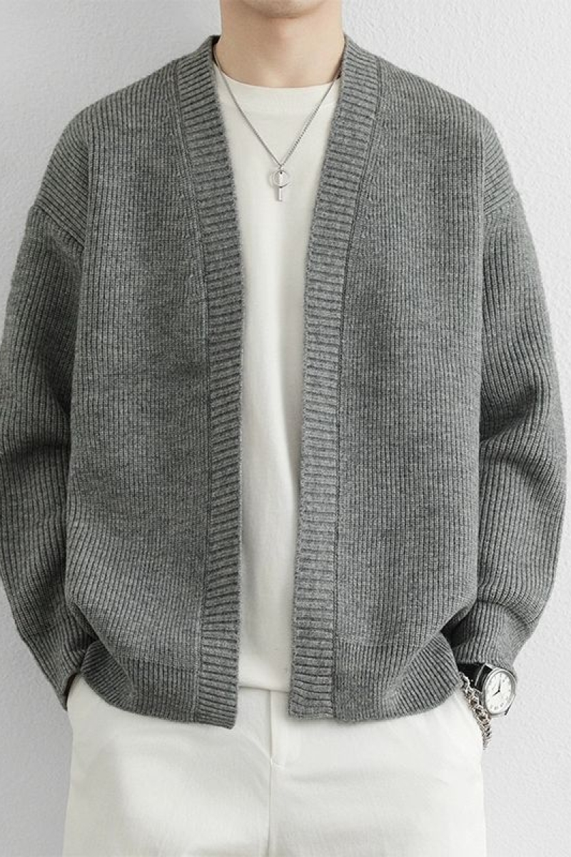 1506-1/MLR3041/P57麻花条纹v领针织衫开衫外套男，男装针织衫/毛衣，星座1506-1