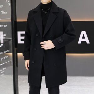 1506/FA231/P79冬季中长款毛呢大衣男加厚双排扣呢子风衣外套1图片