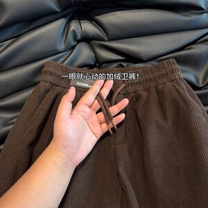 1506/KK26581/P39度灯芯绒卫裤男款冬季加厚棉裤美式复古休闲裤1图片