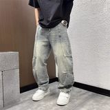1506-1/KK8801/P54夏季新款拼接直筒宽松牛仔裤男，男装牛仔裤，星座1506-1