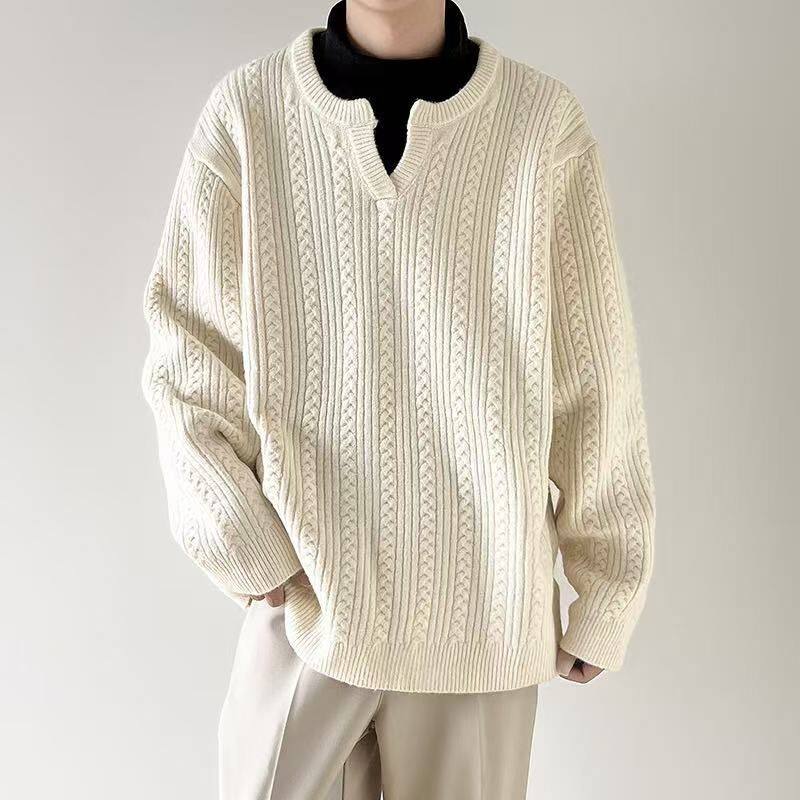 1506/M50131/P70美式复设计感毛衣男女亨利领宽松套头针织衫2，男装针织衫/毛衣，星座1506-1