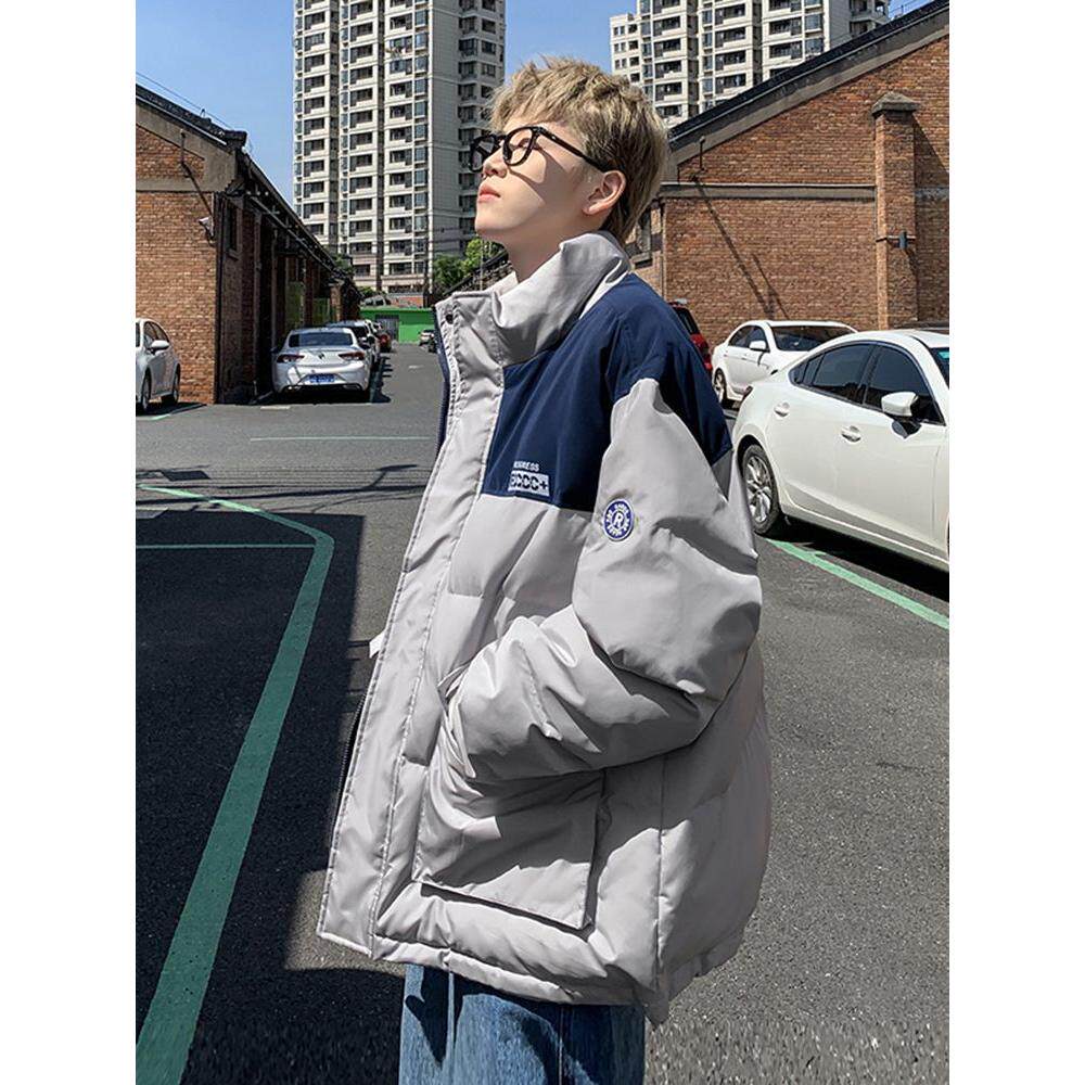 1506/MM501/P69美式复古撞色拼接立领棉服男潮牌宽松休闲外套1,男装棉衣,星座1506-1