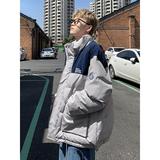 1506/MM501/P69美式复古撞色拼接立领棉服男潮牌宽松休闲外套1，男装棉衣，星座1506-1