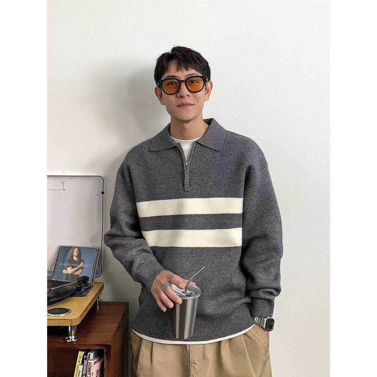 1506-1/M25021/P56秋冬季翻领套头毛衣韩系宽松休闲上衣,男装针织衫/毛衣,星座1506-1