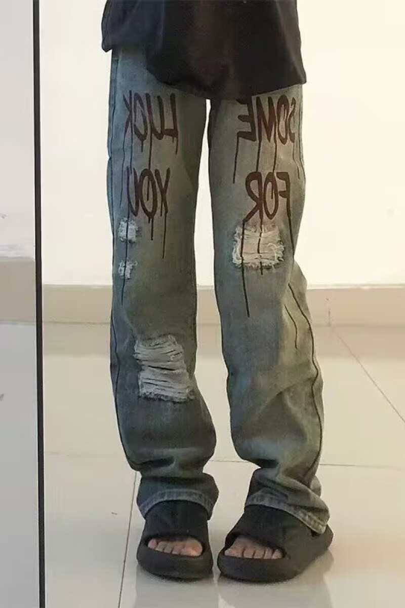 1506-1/KZ101/P43秋季美式休闲痞帅复古破洞补丁刺绣牛仔裤,男装牛仔裤,星座1506-1