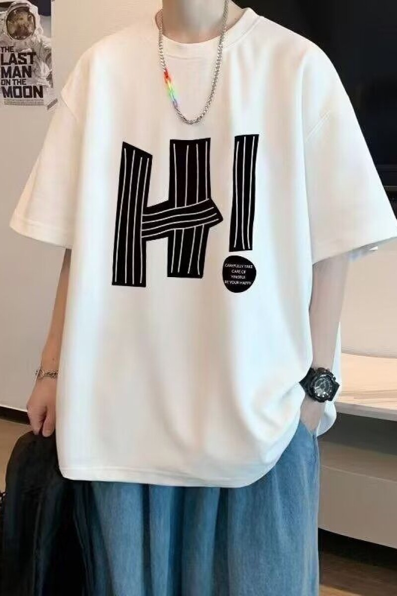 1506-1/TH12701/P30简约字母HI印花t恤男,男装T恤,星座1506-1