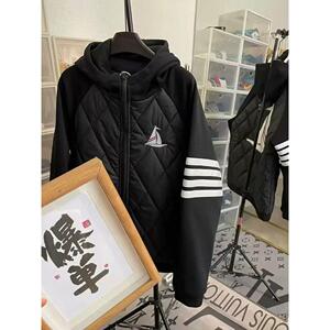 1506/MA3701/P77冬季新款潮流拼接棉衣男女连帽拉链保暖棉服外套1图片