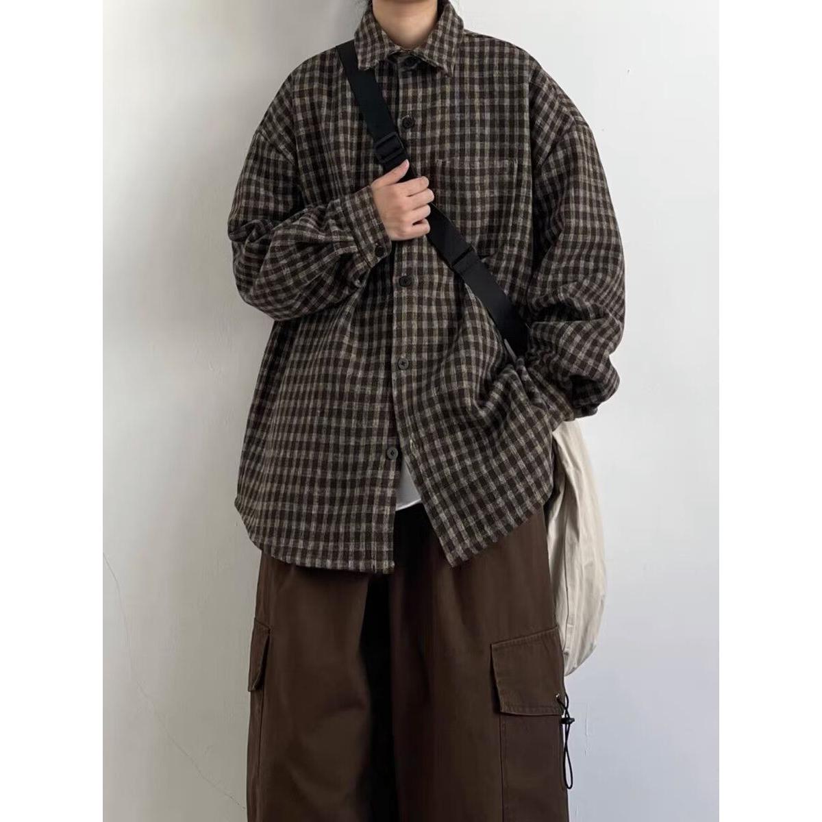 1506-1/CJ201/P44格子衬衫外套男春秋冬长袖宽松慵懒风，男装衬衫，星座1506-1