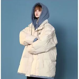 1506/M2131/P71冬季加绒加厚面包服新款潮流日系简约棉衣外套2图片