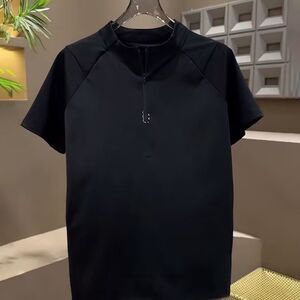 1506-1/TT661/P34夏季男半拉链短袖polo衫纯T恤商务轻奢高弹力图片