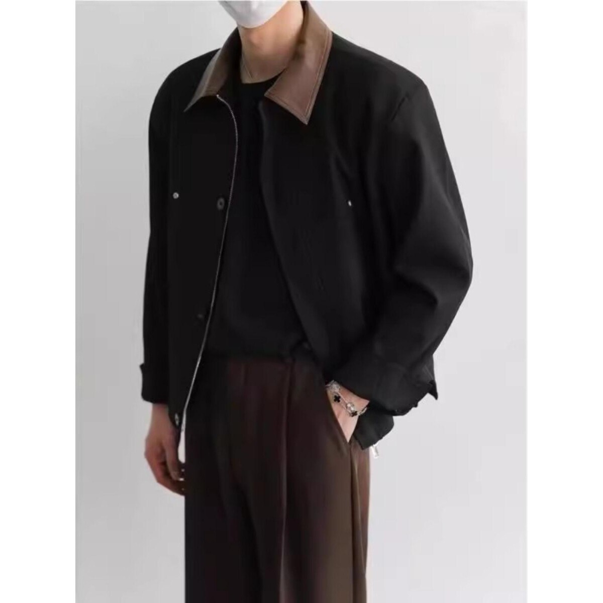 1506-1/J25971/P57外套男春秋款美式复古拼接工装夹克图片