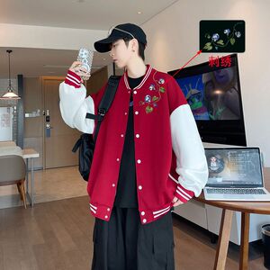 1506-1/JBQ81471/P69美式复古学院风休闲减龄棒球服外套图片