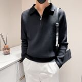 1506/MM8821/P56英伦半拉链翻领针织衫套头修身纯色毛线上衣2，男装针织衫/毛衣，星座1506-1