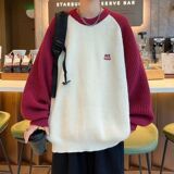 1506/MMY92131/P42美式复古插肩袖撞色宽松学院风潮牌针织衫2，男装针织衫/毛衣，星座1506-1