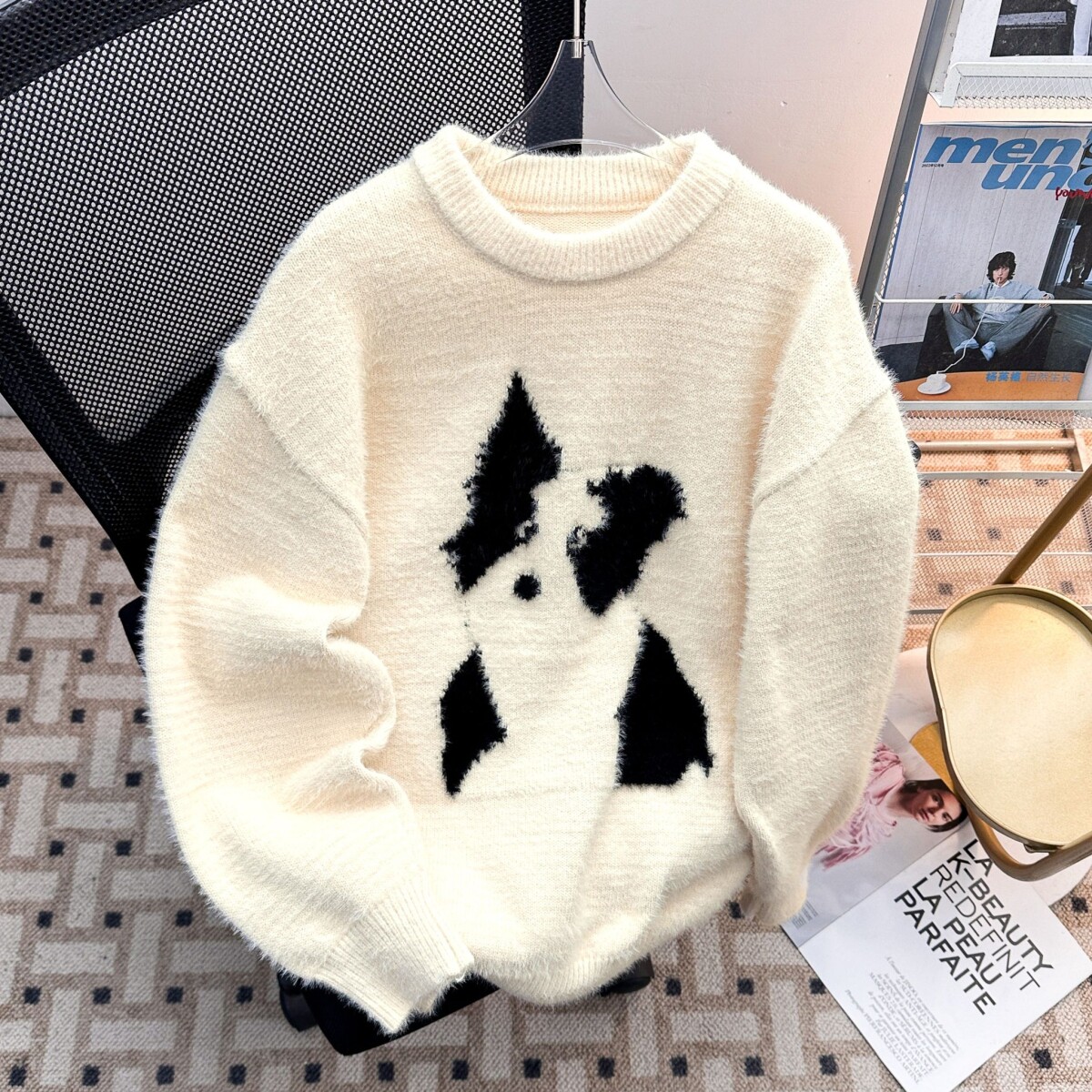 1506/MMY95951/P52美式卡通套头毛衣男女冬季马海毛圆领针织衫1，男装针织衫/毛衣，星座1506-1