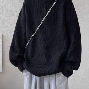 1506/QM1280/P48半拉链高领毛衣男秋冬季针织衫宽松百搭外套1图片
