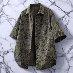 1506-1/C224821/P43夏季轻薄凉感满花翻领衬衣大码图片