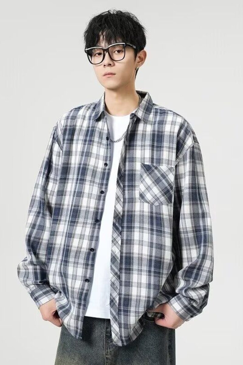 1506-1/CXX011/P36早春复古格子长袖衬衫男,男装衬衫,星座1506-1