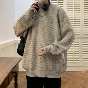 1506/QM1520/P50男冬季加厚潮牌针织衫秋冬美式复古重磅保暖外套1图片