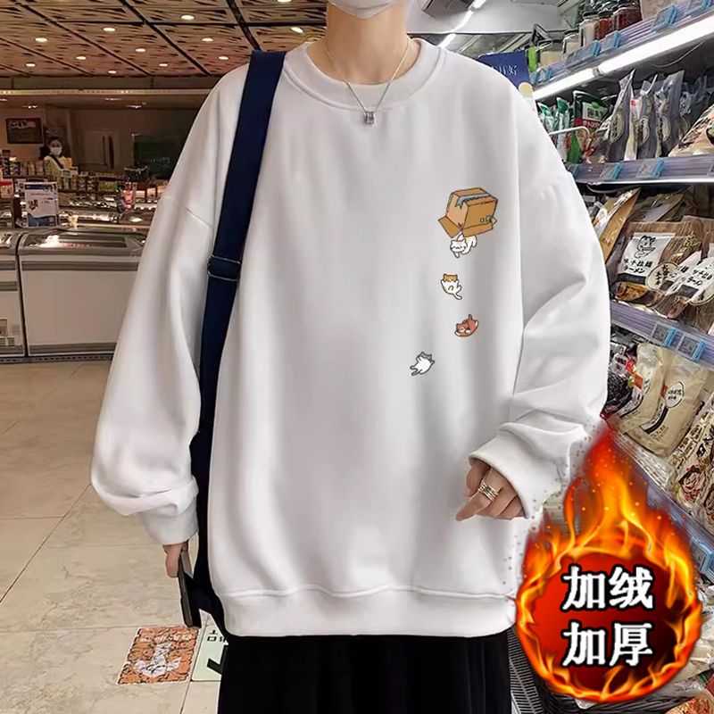1506-1/TE1451/P34猫咪印花圆领长袖t恤男小众设计感，男装T恤，星座1506-1