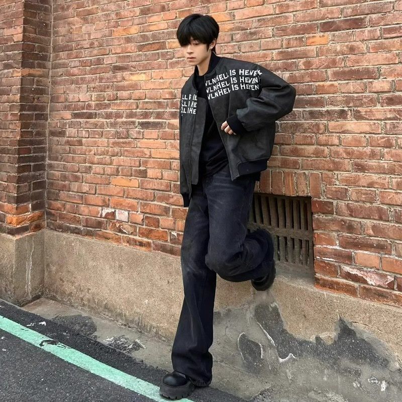 1506-1/JAA301/P64美式潮牌字母满印PU皮棒球服夹克男,男装夹克,星座1506-1