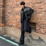 1506-1/JAA301/P64美式潮牌字母满印PU皮棒球服夹克男，男装夹克，星座1506-1