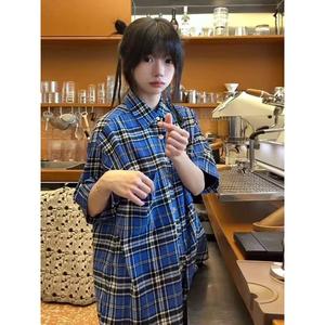 1506-1/CCS531/P36毛短袖格纹衬衫2025年嘻哈图片