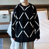 1506/M01171/P49毛绒格子秋冬季韩版潮流宽松加厚情侣款针织衫2，男装针织衫/毛衣，星座1506-1