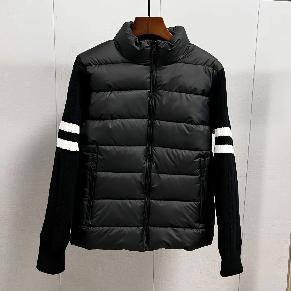 1506/MMY8881/P92冬季新款潮牌高级感毛衣拼接排骨棉服外套2图片