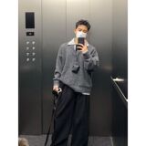 1506-1/M50121/P71美式复古假两件v领毛衣男款，男装针织衫/毛衣，星座1506-1