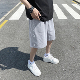 夏季灰色运动短裤宽松篮球印花五分裤休闲阔腿中裤潮6128/，男装休闲裤，星座1506-1