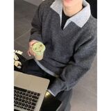 1506-1/M50121/P71美式复古假两件v领毛衣男款，男装针织衫/毛衣，星座1506-1