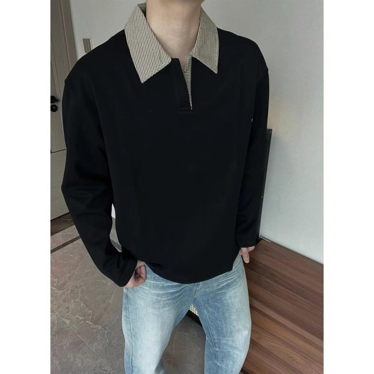 1506-1/WQ1081/P38翻领卫衣简约宽松休闲通勤百搭上衣,男装卫衣,星座1506-1