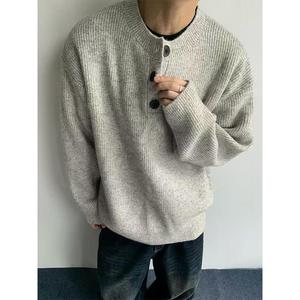 1506-1/M50101/P53灰色美式复古亨利领毛衣男款图片