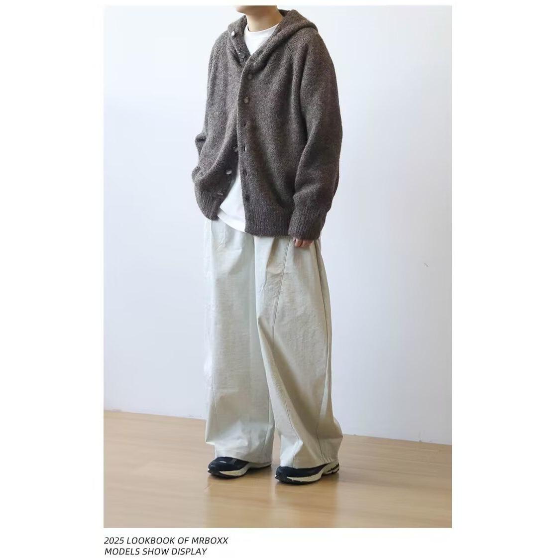 1506-1/MM58021/P79潮牌慵懒风毛衣高级感纯色连帽外套,男装针织衫/毛衣,星座1506-1