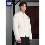 1506-1/XXZ121/P66外小立领中开白玉兰刺绣新中式西装炸街，男装西服套装，星座1506-1