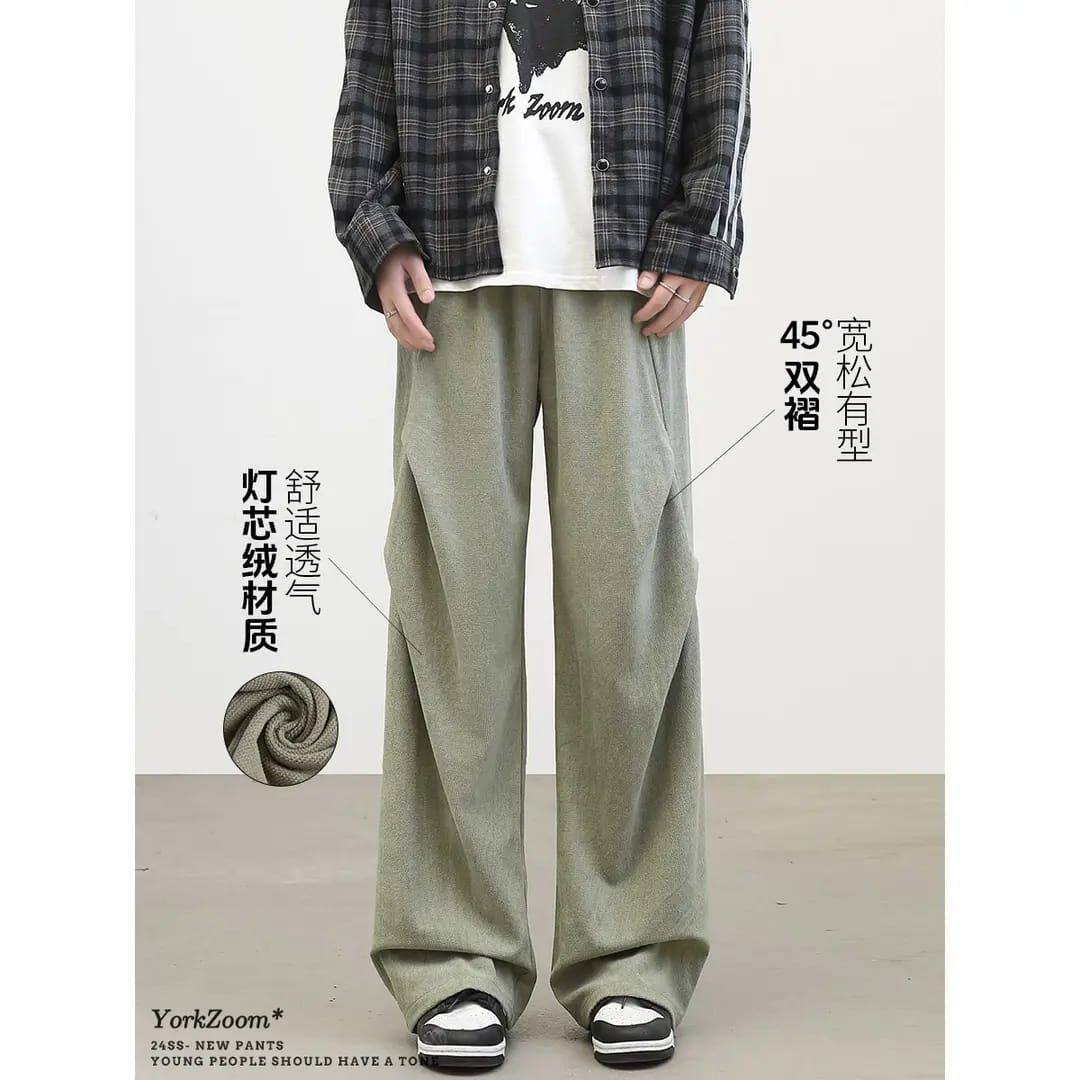 1506-1/KA4351/P37春秋褶皱潮流百搭裤子男美式图片