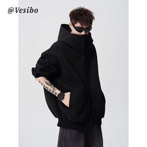 1506/WWT06/P49新款卫衣港风宽松简约连帽卫衣开衫男女同款1图片