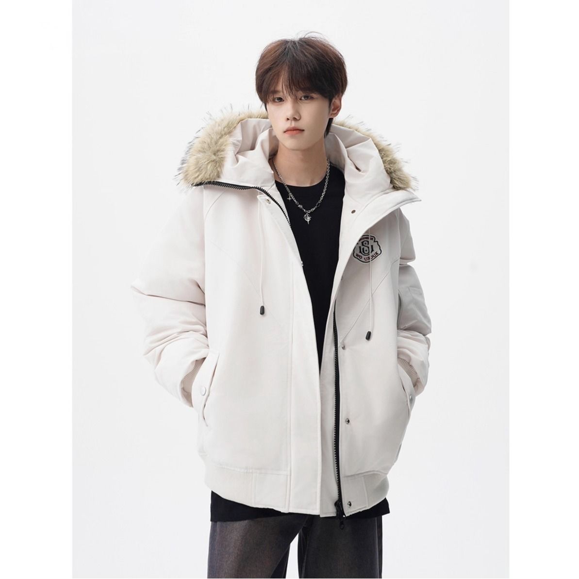 1506/Q86160/P94潮牌连帽毛领派克棉服男百搭情侣棉衣宽松外套1，男装棉衣，星座1506-1