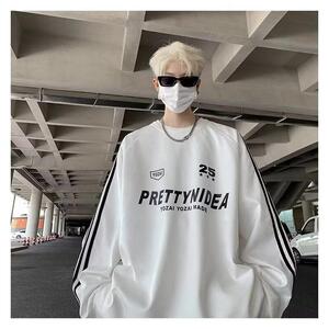 1506-1/WHS13111/P43小众设计感三条杠插肩条纹卫衣男图片