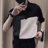 1506-1/CT031/P38帛跃都市时尚条纹拼接短袖，男装Polo衫，星座1506-1