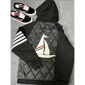 1506/MA3701/P77冬季新款潮流拼接棉衣男女连帽拉链保暖棉服外套1图片