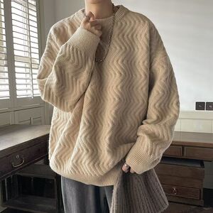1506/MMY6071/43男式韩版潮流秋冬加厚毛衣日系宽松针织衫冬季3图片