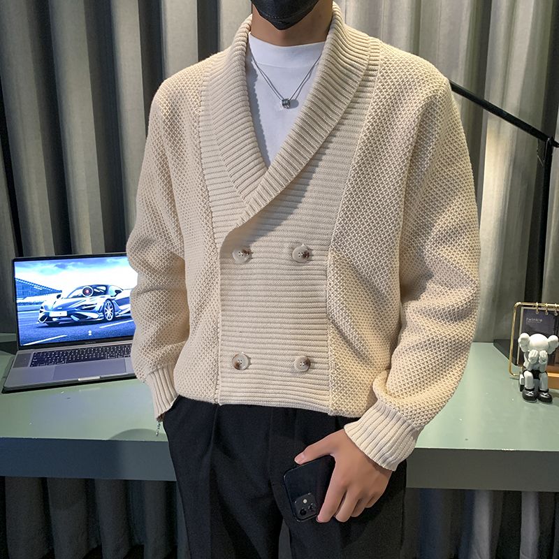 1506/M34751/P62男士青果领双排扣针织外套毛衣保暖秋冬季外穿1,男装针织衫/毛衣,星座1506-1