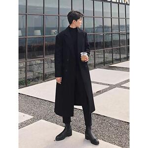 1506/FW171/94毛呢大衣男过膝秋冬风衣韩版英伦风高级感长款1