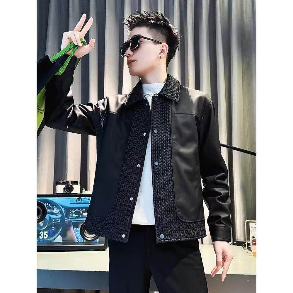1506-1/JJ841/P82春秋款痞帅炸街皮衣男士时尚潮牌皮夹克图片