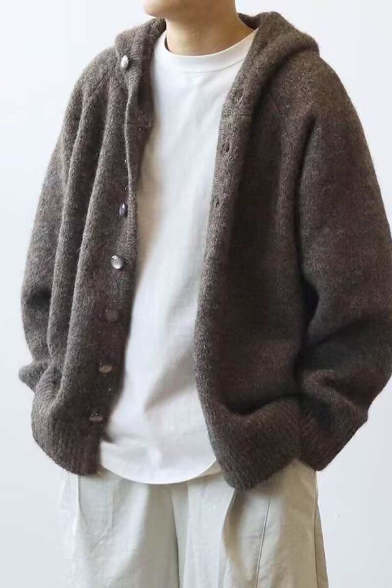1506-1/MM58021/P79潮牌慵懒风毛衣高级感纯色连帽外套,男装针织衫/毛衣,星座1506-1