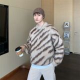 1506/MX0271/P57秋冬水貂绒条纹毛衣男圆领套头休闲潮牌针织衫1，男装针织衫/毛衣，星座1506-1