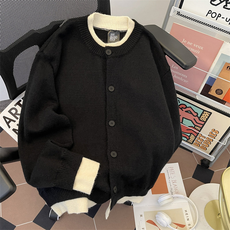 1506-1/MGT161/P75早秋慵懒风假两件针织外套男,男装针织衫/毛衣,星座1506-1