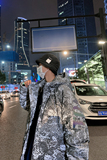 男士烫画夜光迷彩保暖羽绒服工装冬季连帽潮流宽松2066/，男装羽绒服，星座1506-1